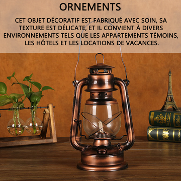 Ornements 24x15,5x11,5cm lampe à kérosène vintage bronze antique lampe de camping extérieure artisanat petits objets decoratifs